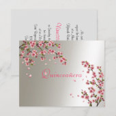 Quinceanera, Sweet Sixteen Uitnodiging Sakura (Voorkant / Achterkant)
