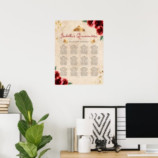  Quinceañera-tabel Poster (Thuiskantoor)
