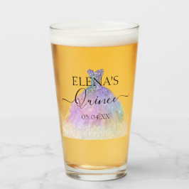 Quinceañera Tall Glass Party Favor Personalized Glas