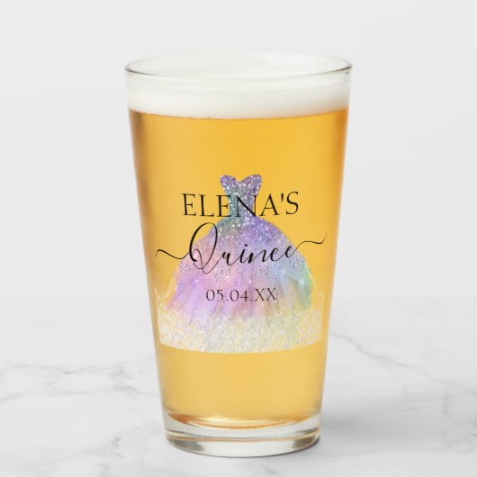 Quinceañera Tall Glass Party Favor Personalized Glas (Voorkant gevuld)