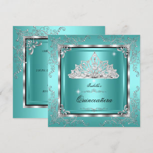 Quinceanera Teal Diamanten Diadeem 15e Verjaardag Kaart
