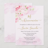 Quinceañera team kleur rosa kaart (Voorkant / Achterkant)