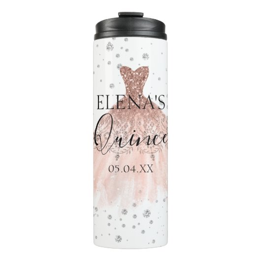 Quinceañera Thermal Tumbler Favor Personalized Thermosbeker (Voorkant)
