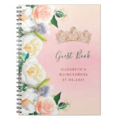 Quinceanera tiara floreert witte perzik Guest Book Notitieboek (Voorkant)