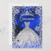 Quinceanera-tiara jurk blauw winter Sneeuwvlokje Kaart (Voorkant)