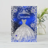 Quinceanera-tiara jurk blauw winter Sneeuwvlokje Kaart (Staand voorkant)