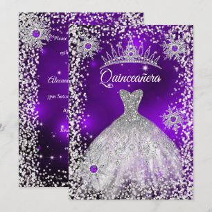 Quinceanera Tiara Jurk paarse winter Sneeuwvlokje Kaart