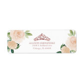 Quinceanera Tiara Roos Gold Blush Pink Etiket (Voorkant)