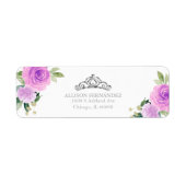 Quinceanera Tiara Silver Paars Floral Label (Voorkant)