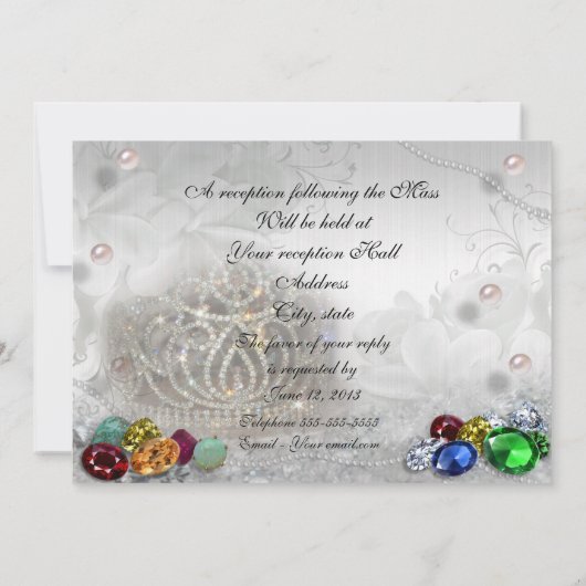 Quinceanera tiara uitnodiging (Achterkant)