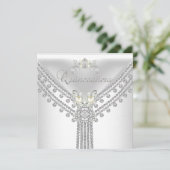 Quinceañera Tiara White Diamond Pearl Kaart (Staand voorkant)