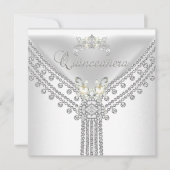 Quinceañera Tiara White Diamond Pearl Kaart (Voorkant)