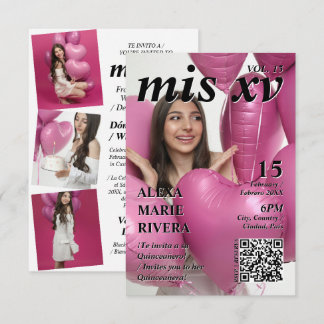 Quinceanera Tijdschrift Elegante Moderne Foto QR C Kaart