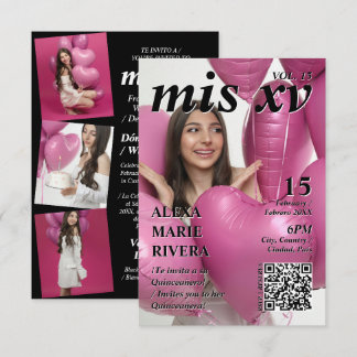 Quinceanera Tijdschrift Elegante Moderne Foto QR C Kaart