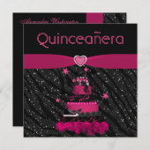 Quinceanera Trendy Pink Cake & Zebra Stripes Kaart (Voorkant / Achterkant)