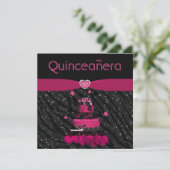 Quinceanera Trendy Pink Cake & Zebra Stripes Kaart (Staand voorkant)