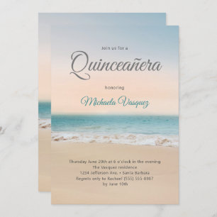 Quinceañera Tropical Beach Party Invitation Kaart