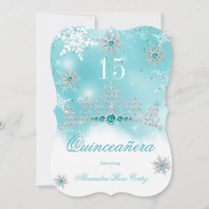 Quinceanera Turkoois Blauwe Parel Sneeuwvlok 15 Ve Kaart