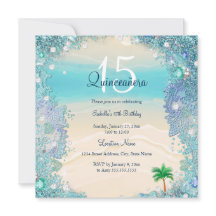 Quinceanera Turquoise Blauwe Zand Oceaan Strand Ve