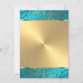 Quinceanera Turquoise Blue en Gold Filigree Swirl Kaart (Achterkant)