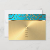 Quinceanera Turquoise Blue en Gold Filigree Swirl Kaart (Achterkant)