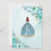 Quinceañera Turquoise Blue Floral Auburn Princess Kaart (Achterkant)
