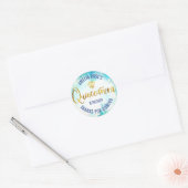 Quinceañera Turquoise Blue Gold Foil Waterverf Ronde Sticker (Envelop)