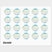 Quinceañera Turquoise Blue Gold Foil Waterverf Ronde Sticker (Vel)
