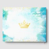 Quinceañera Turquoise Crown Script Echte Gouden Fo Gastenboek (Achterkant)