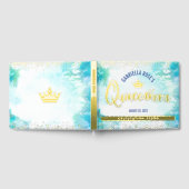 Quinceañera Turquoise Crown Script Echte Gouden Fo Gastenboek (Volledig)