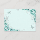 Quinceanera Turquoise Silver Floral Details Informatiekaartje (Achterkant)