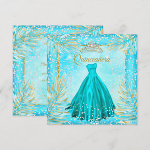 Quinceanera Turquoise Tiara Jurk Verjaardagsfeestj Kaart