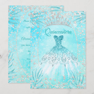 Quinceanera Turquoise Tiara Jurk winter Verjaardag Kaart