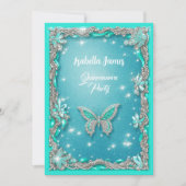 Quinceañera turquoise Vlinder glitter elegant Kaart (Voorkant)