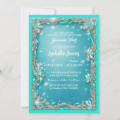 Quinceañera turquoise Vlinder glitter elegant Kaart (Achterkant)