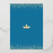 Quinceañera Turquoise Waterverf Crown Real Gold Folie Uitnodiging (Achterkant)