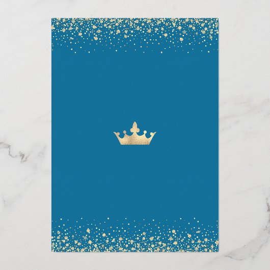 Quinceañera Turquoise Waterverf Crown Real Gold Folie Uitnodiging (Achterkant)
