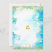 Quinceañera Turquoise Waterverf Gold Foil Chic Kaart (Achterkant)