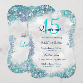 Quinceanera Turquoise Wit Oceaan Lucht Verjaardag Kaart