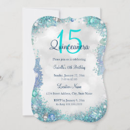 Quinceanera Turquoise Wit Oceaan Lucht Verjaardag Kaart