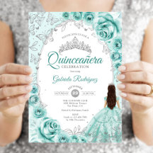 Quinceanera Turquoise Zilver Bloem