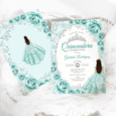 Quinceanera Turquoise Zilveren Bloem Kaart