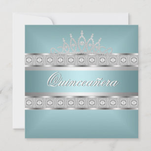 Quinceanera Turquoise Zilveren Juweel 15e Verjaard Kaart