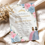Quinceañera Twins Baby Blauw Roze Bloemen Rozen Kaart