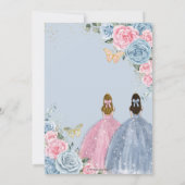 Quinceañera Twins Baby Blauw Roze Bloemen Rozen Kaart (Achterkant)