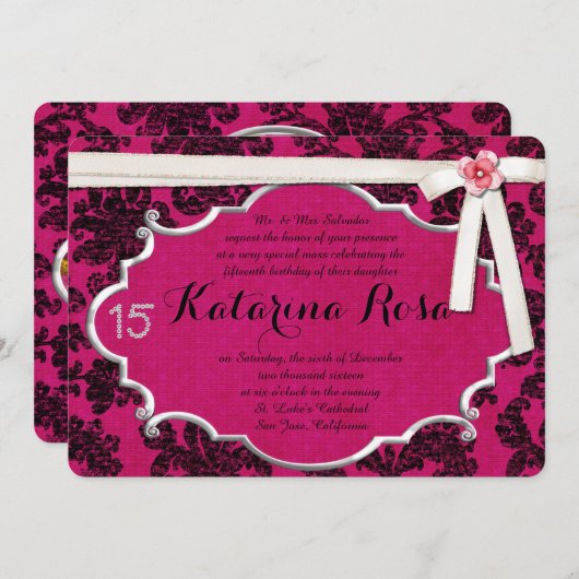 Quinceanera Uitnodiging (Voorkant / Achterkant)