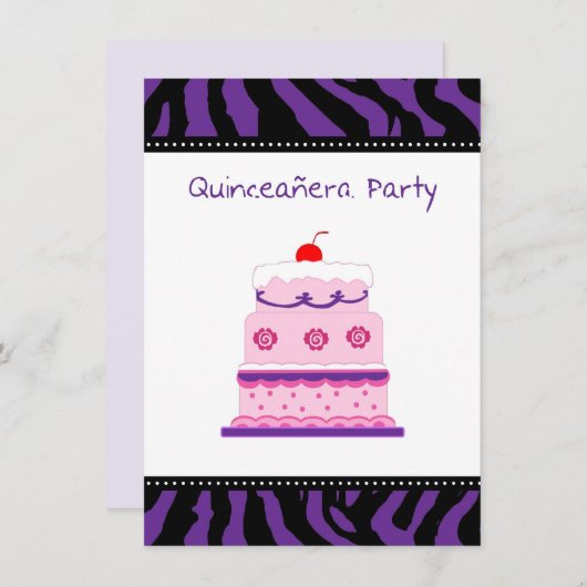 Quinceanera Uitnodiging (Voorkant / Achterkant)