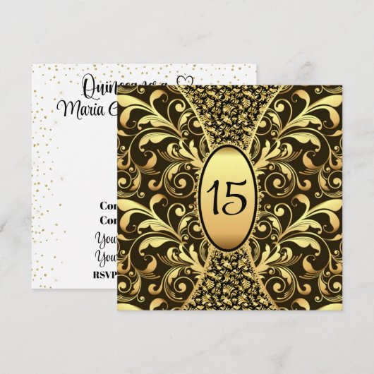 Quinceanera Uitnodiging (Voorkant / Achterkant)