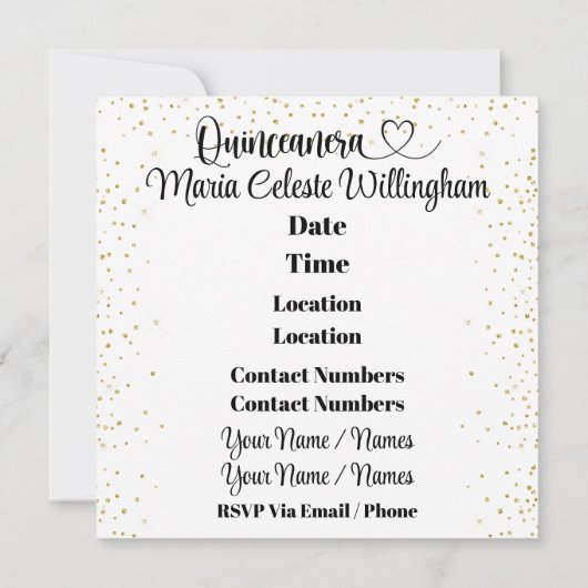 Quinceanera Uitnodiging (Achterkant)