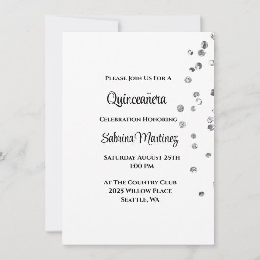 Quinceanera Uitnodiging (Achterkant)